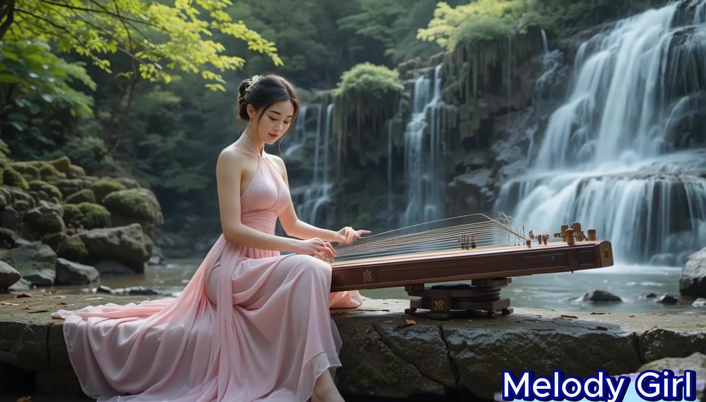图片[2]-AI VideoGuzheng _ Guqin Relaxing Music – Gentle Melodies by the Waterfall 20P-COS世界