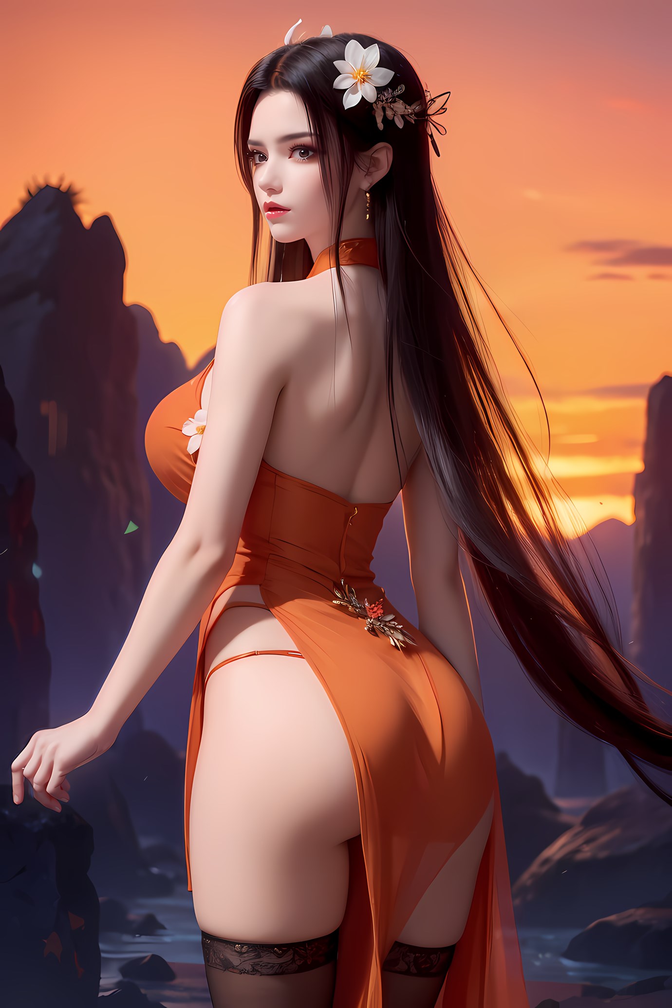 美杜莎 橙色旗袍 46P-COS世界