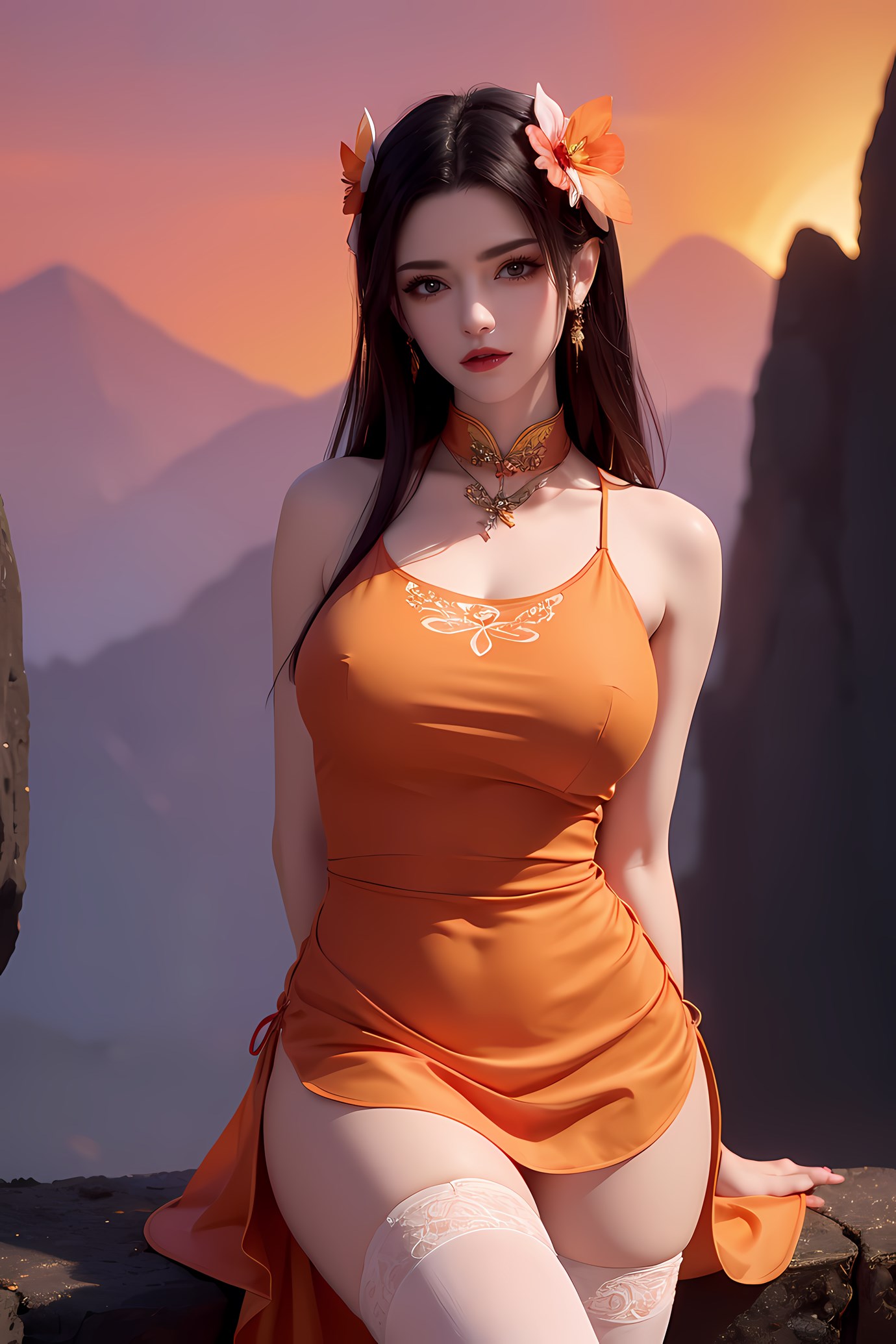 图片[4]-美杜莎 橙色旗袍 46P-COS世界